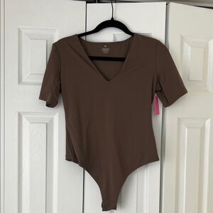 NWT* Brown V-Neck Short Sleeve Bodysuit